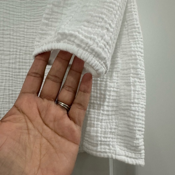 J.Jill white gauze split neck blouse Petite M - Picture 9 of 13